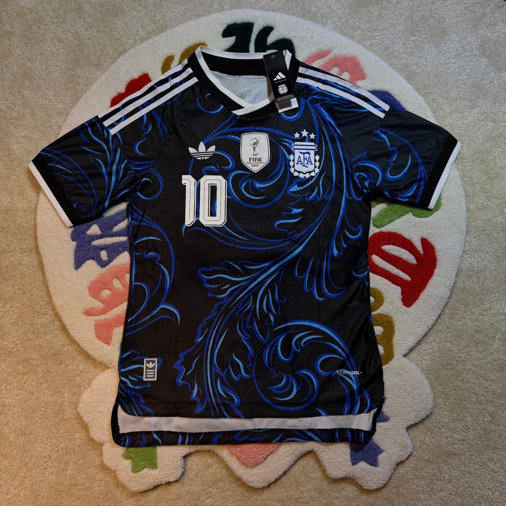 Adidas Argentina Messi 10 Jersey Black Blue 2022 FIFA World Cup Champions Size M